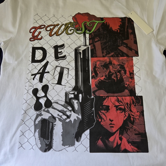 G west, white and red guns n' rose anime shirt. - Picture 1 of 2